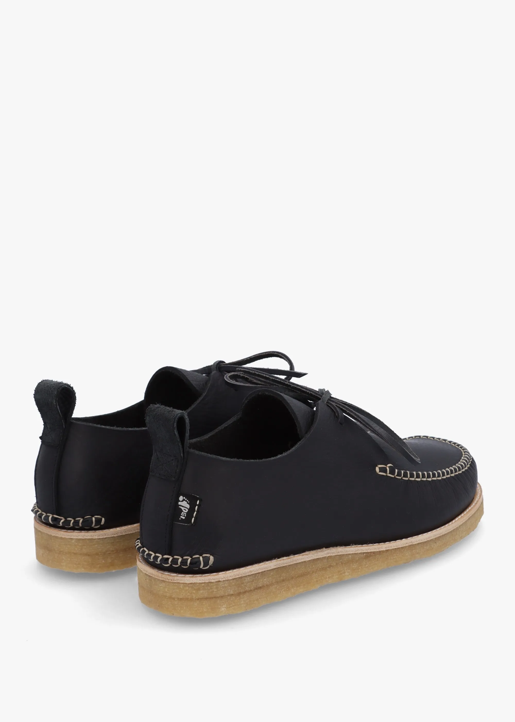 Black Leather Moccasins with Crepe Sole