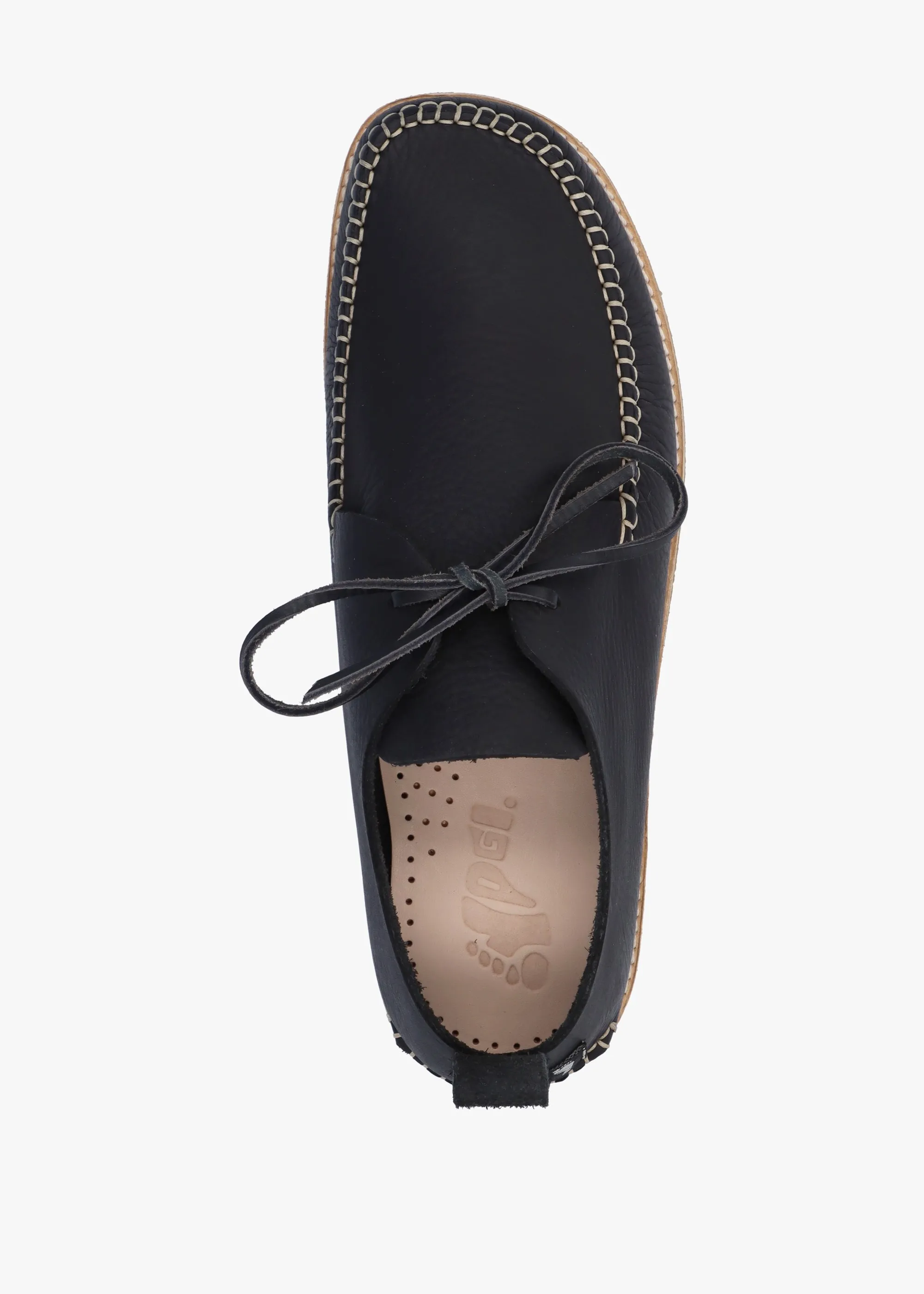 Black Leather Moccasins with Crepe Sole