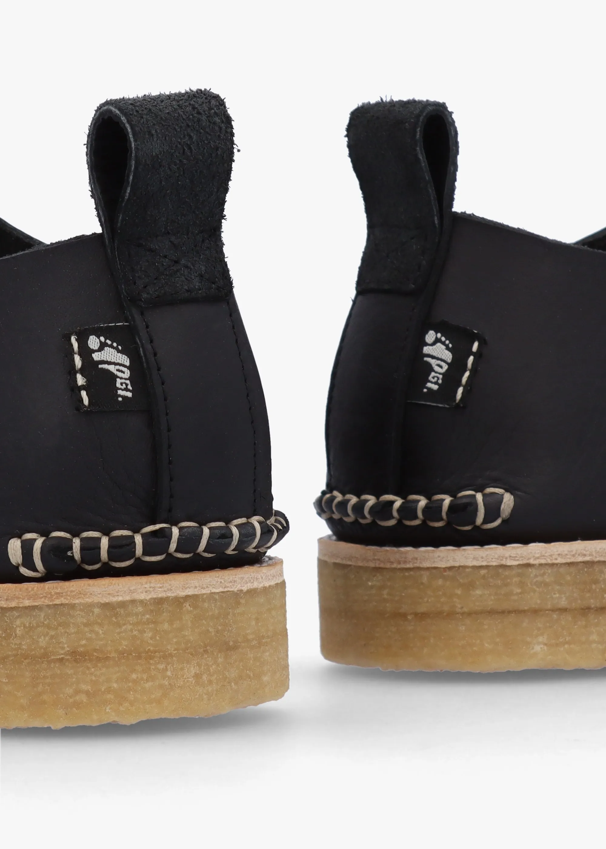 Black Leather Moccasins with Crepe Sole