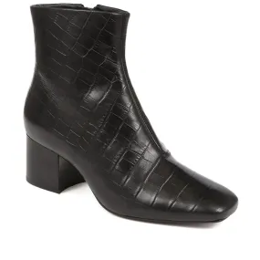 Leather Croc Heeled Ankle Boots - SUZETTA / 324 559 - Best Deals!