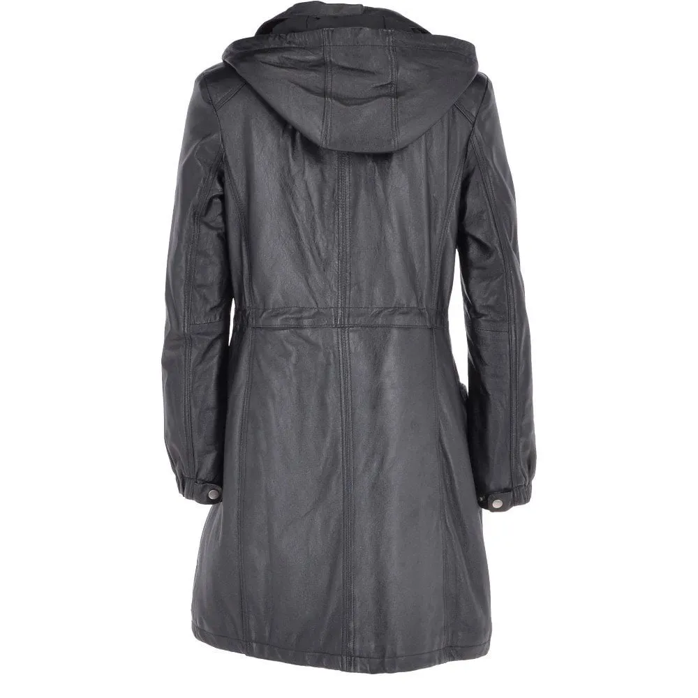 Black Leather Duffle Coat by Brienne