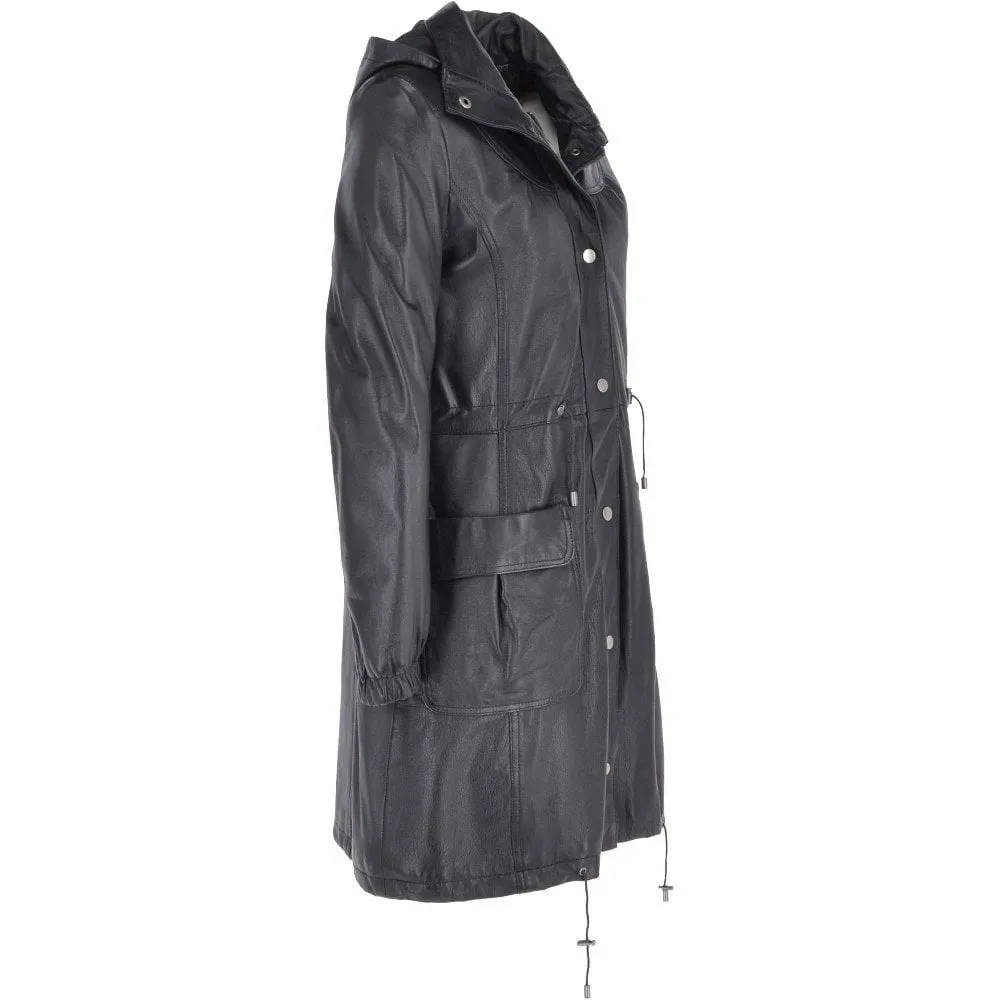 Black Leather Duffle Coat by Brienne