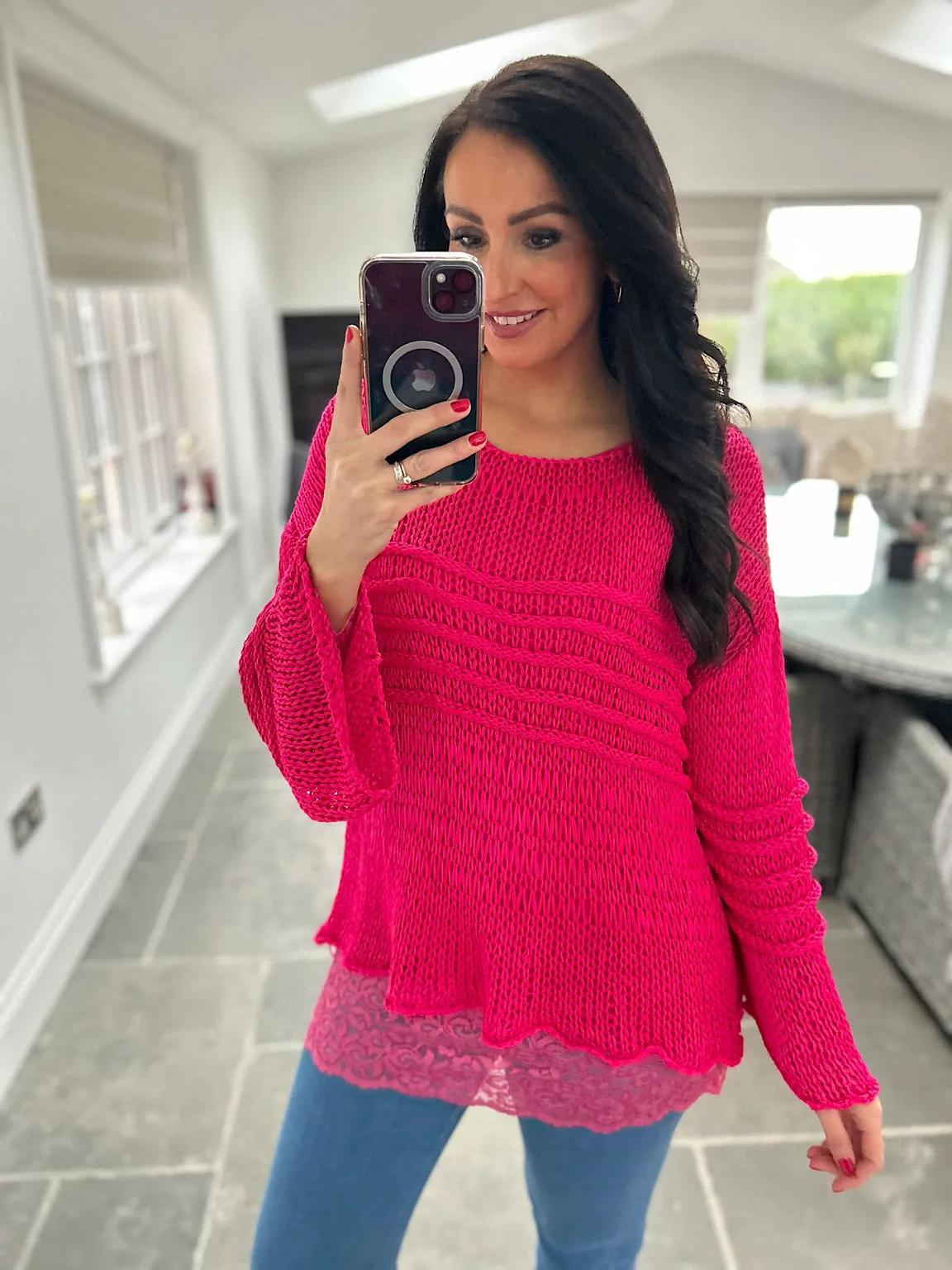 Pink Loose Knit Jumper JoJo