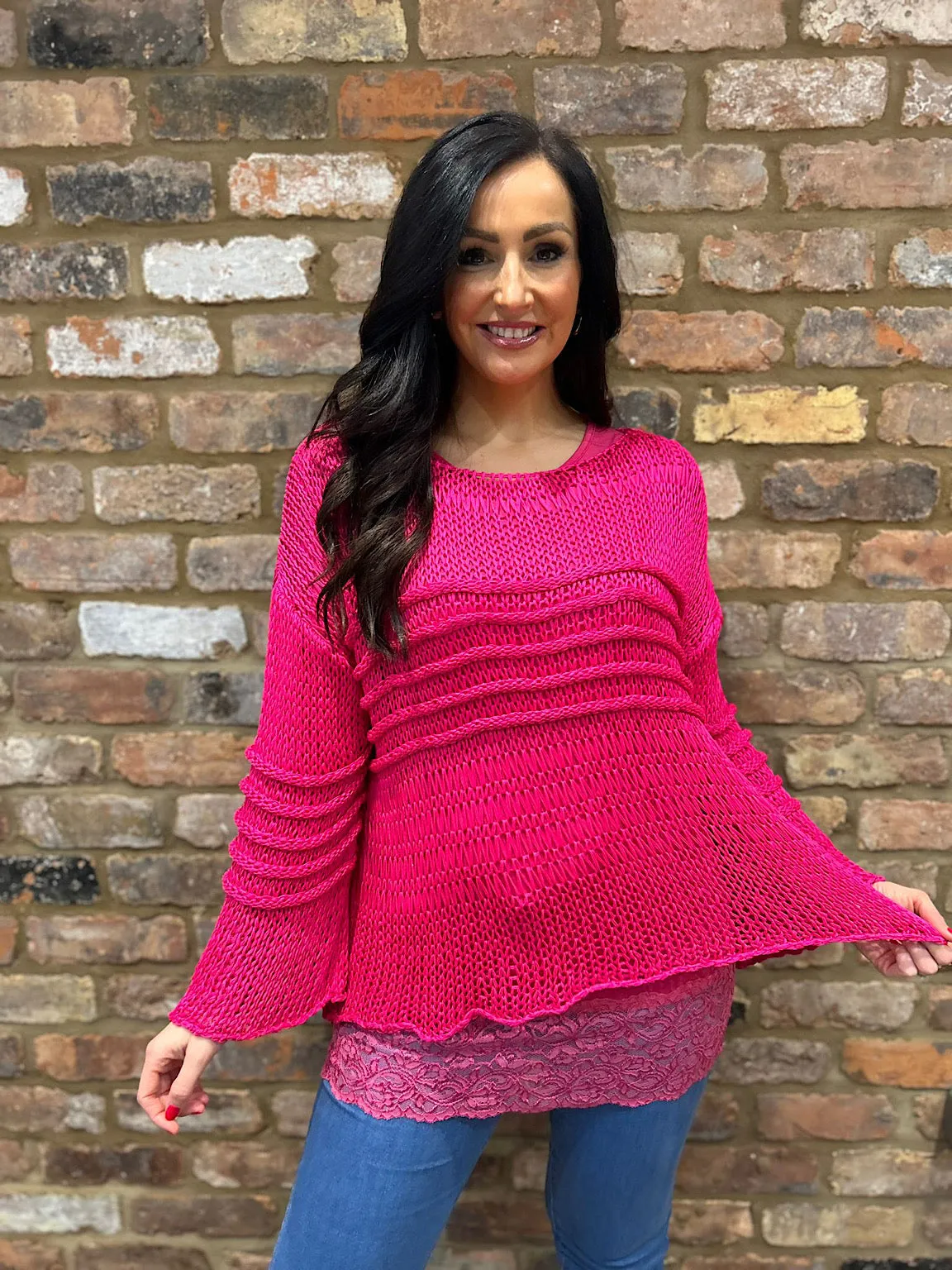 Pink Loose Knit Jumper JoJo