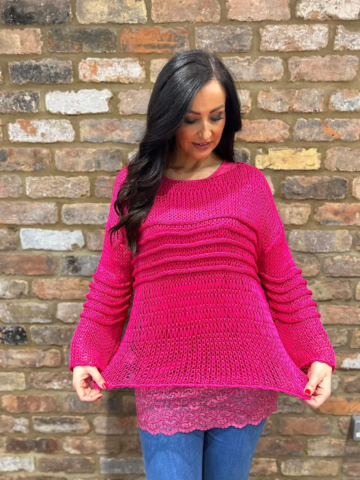 Pink Loose Knit Jumper JoJo