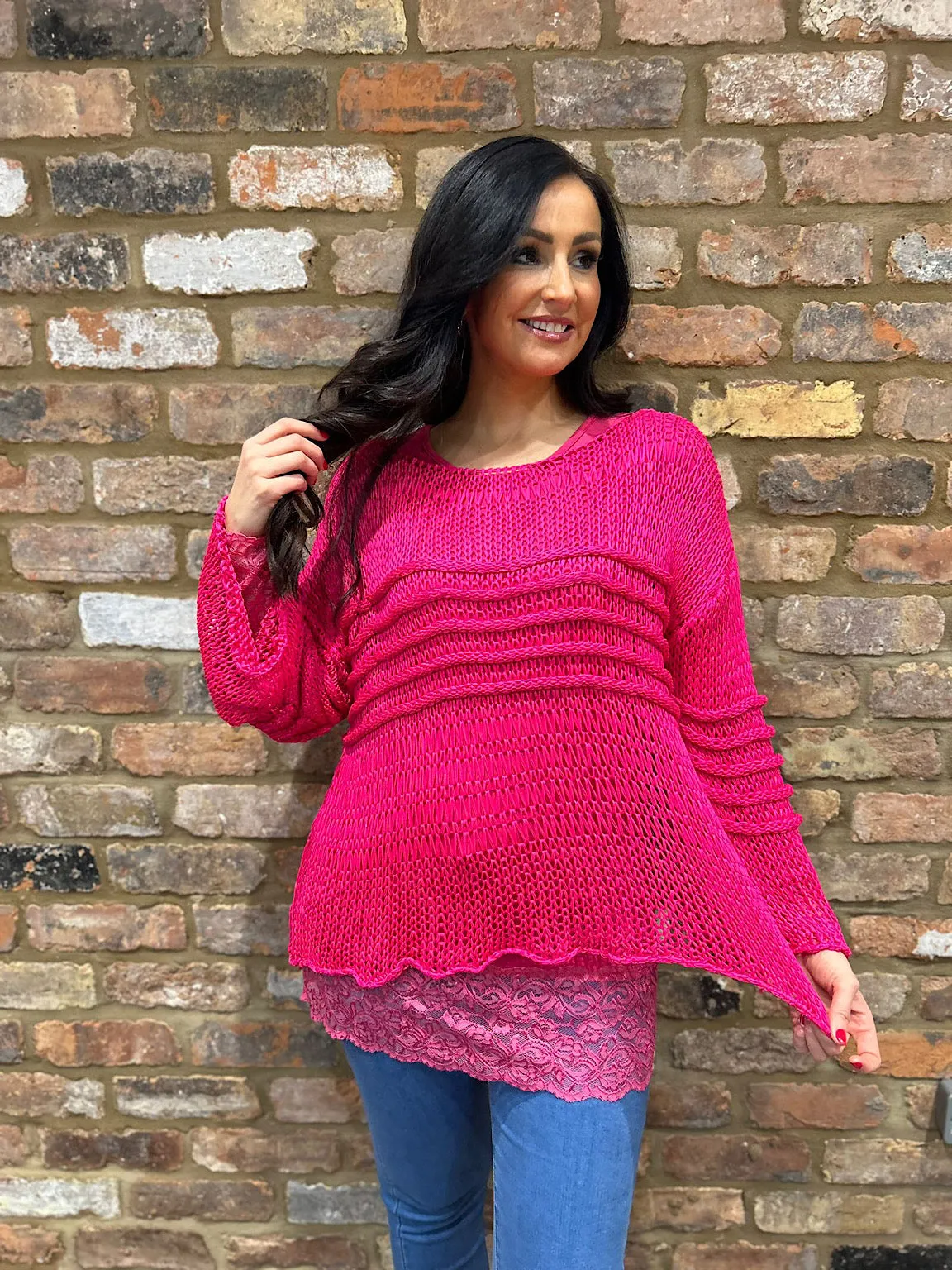 Pink Loose Knit Jumper JoJo