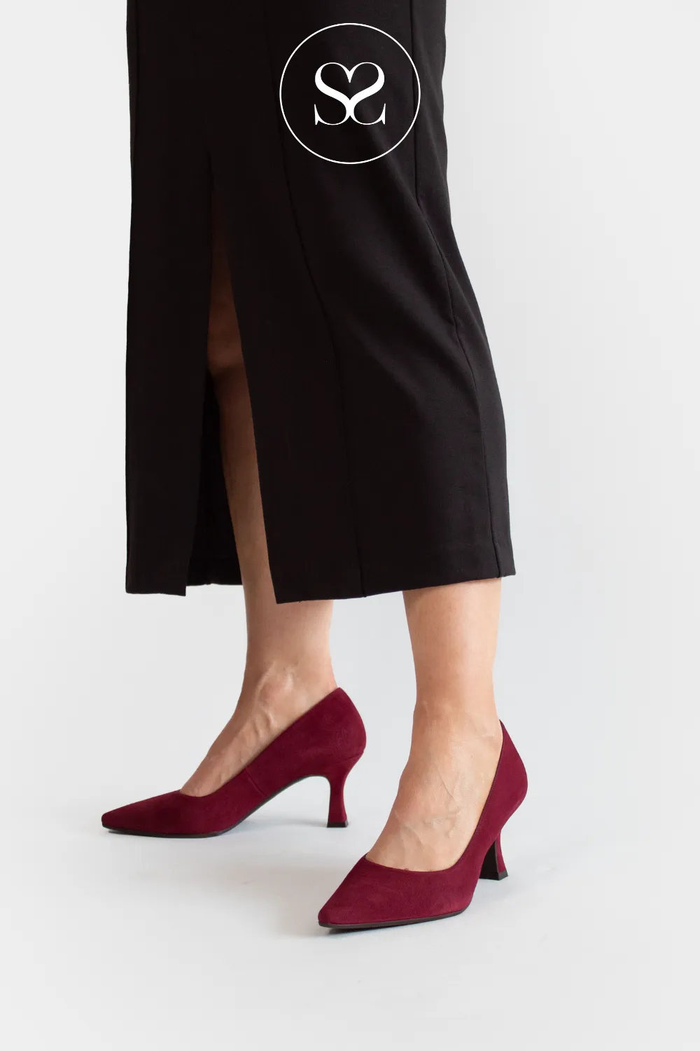 LODI JONA WINE SUEDE HEELED COURT SHOES