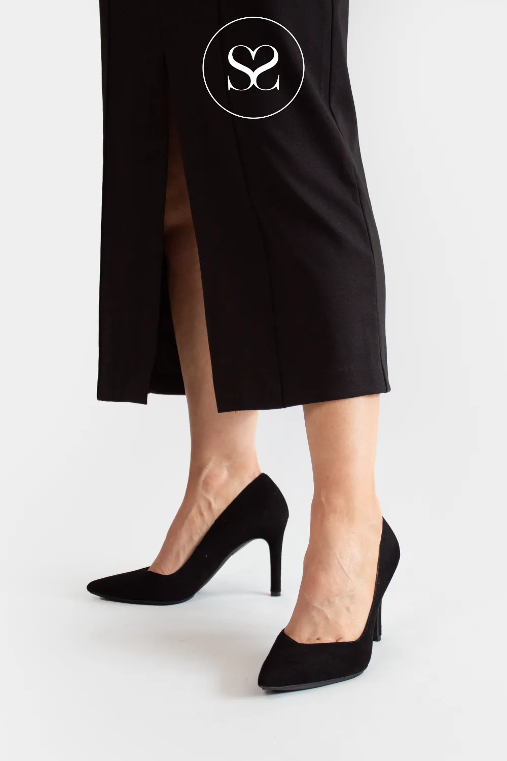 LODI NEW RABOT BLACK SUEDE HEELED COURT SHOES