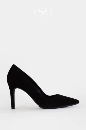 LODI NEW RABOT BLACK SUEDE HEELED COURT SHOES