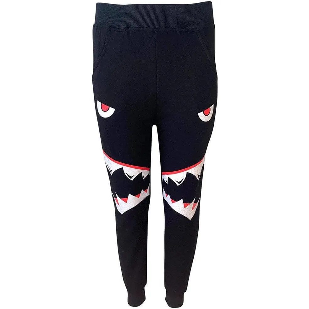 Lola + The Boys Shark Boy Black Joggers, Black