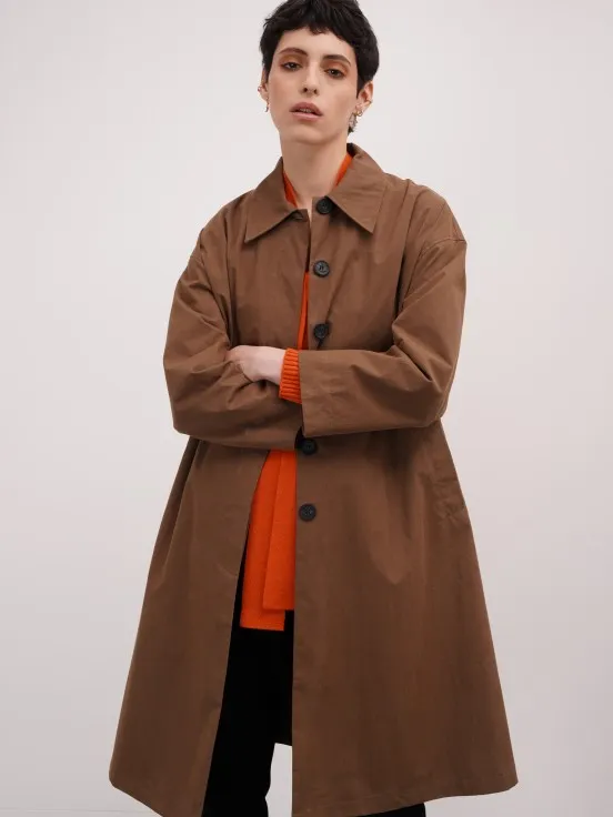 Long camel overcoat