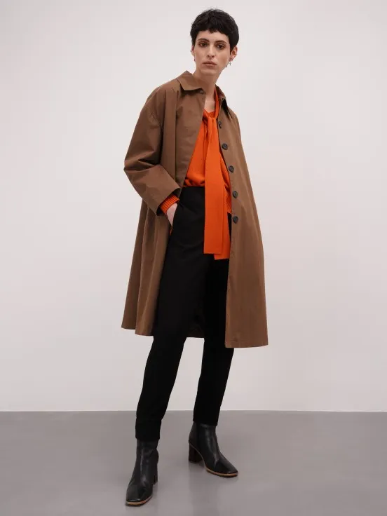 Long camel overcoat