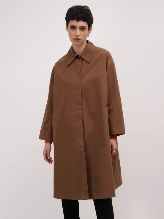 Long camel overcoat