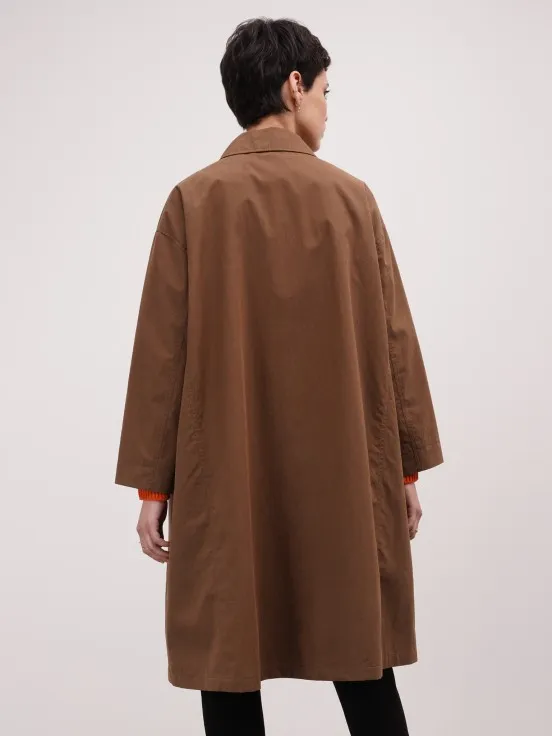 Long camel overcoat