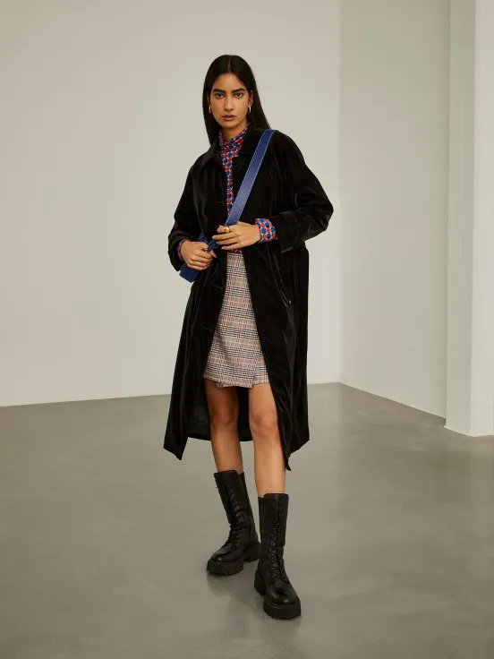 Long coat with belt