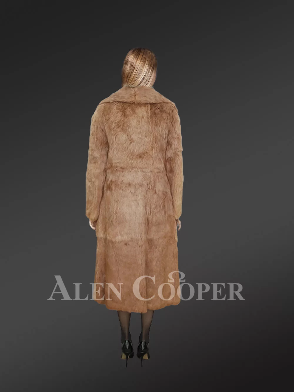 Brown Long Dressy Rabbit Fur Coat