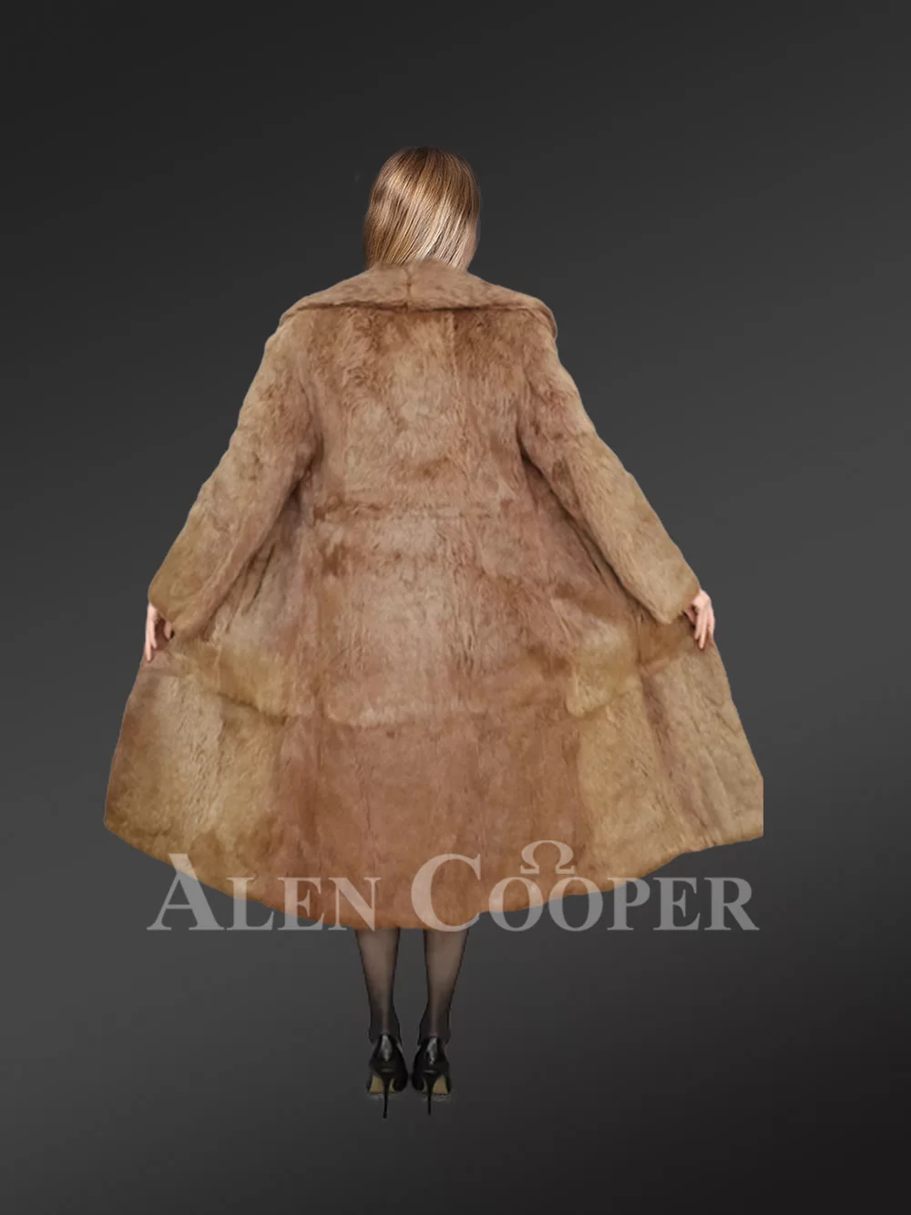 Brown Long Dressy Rabbit Fur Coat