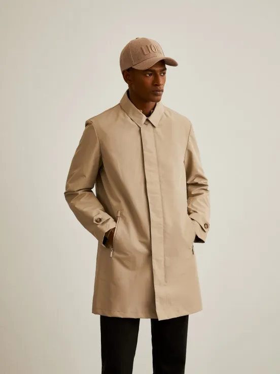 Long jacket in technical fabric