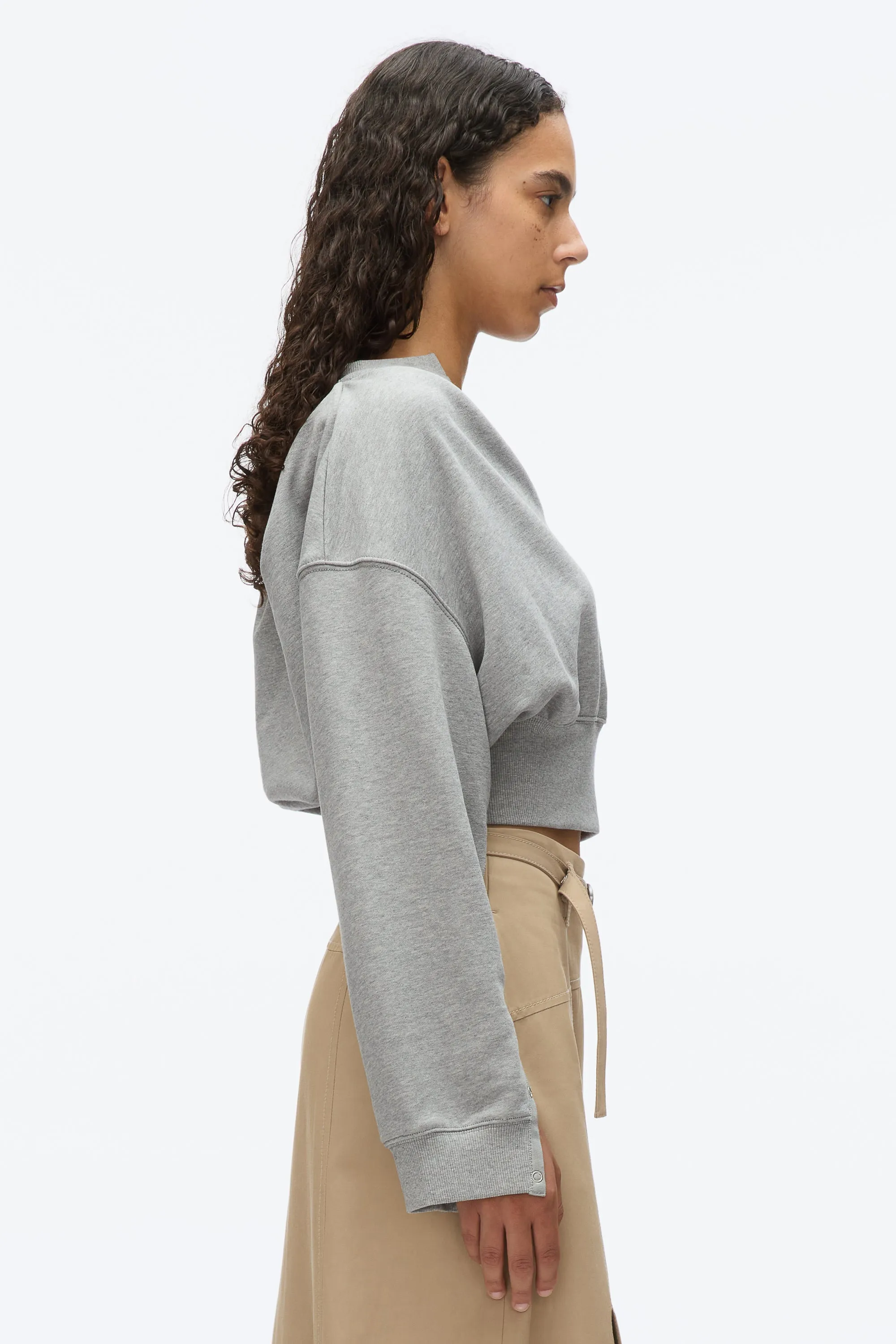 Long Sleeve Cropped Sweatshirt with Snaps