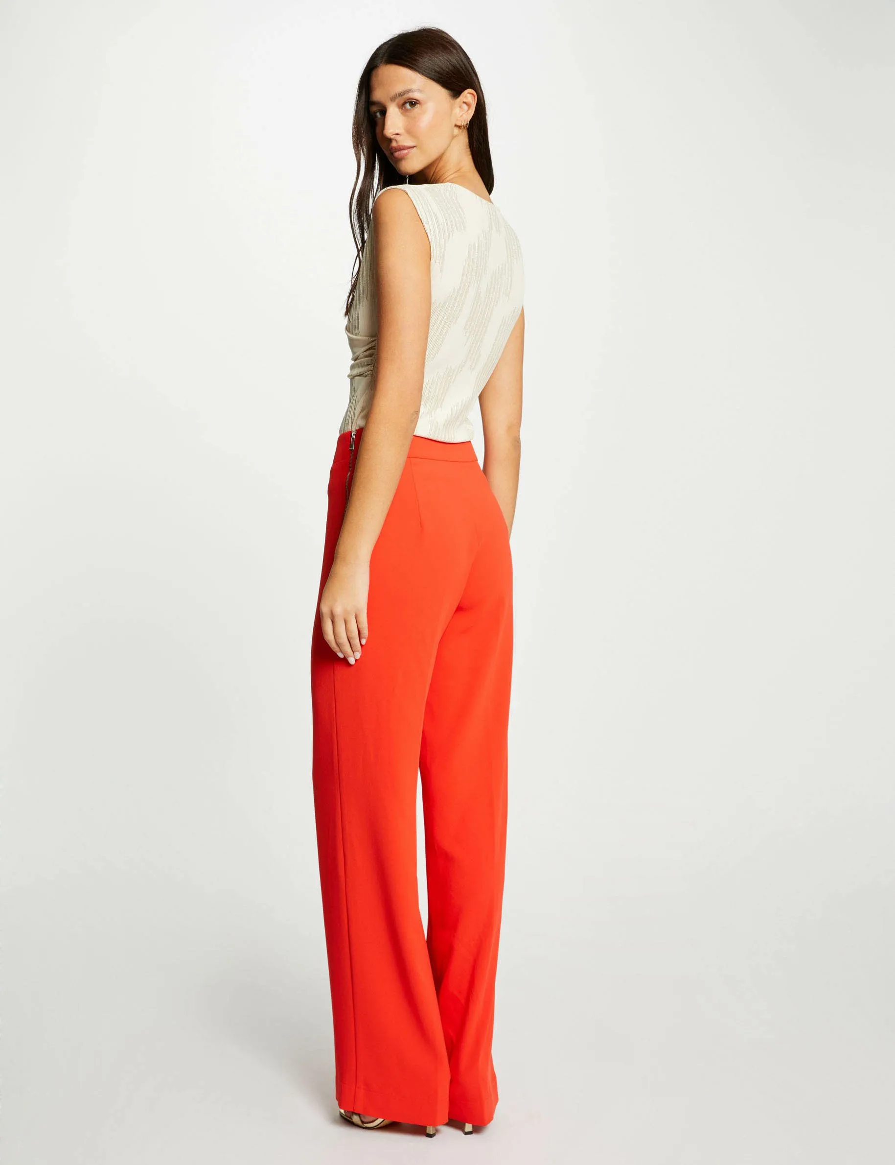 Loose wide leg trousers dark orange women