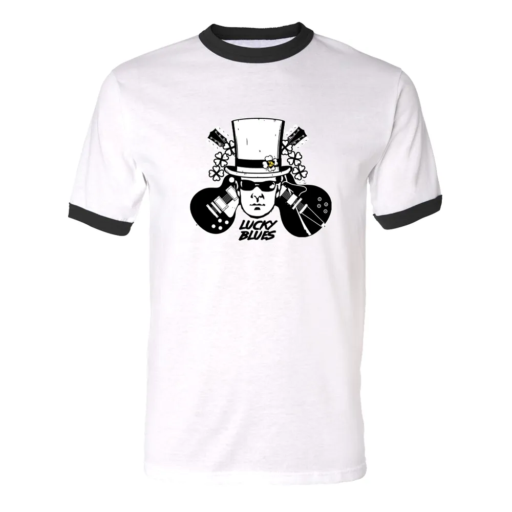 Lucky Blues Top Hat Ringer T-Shirt (Unisex)