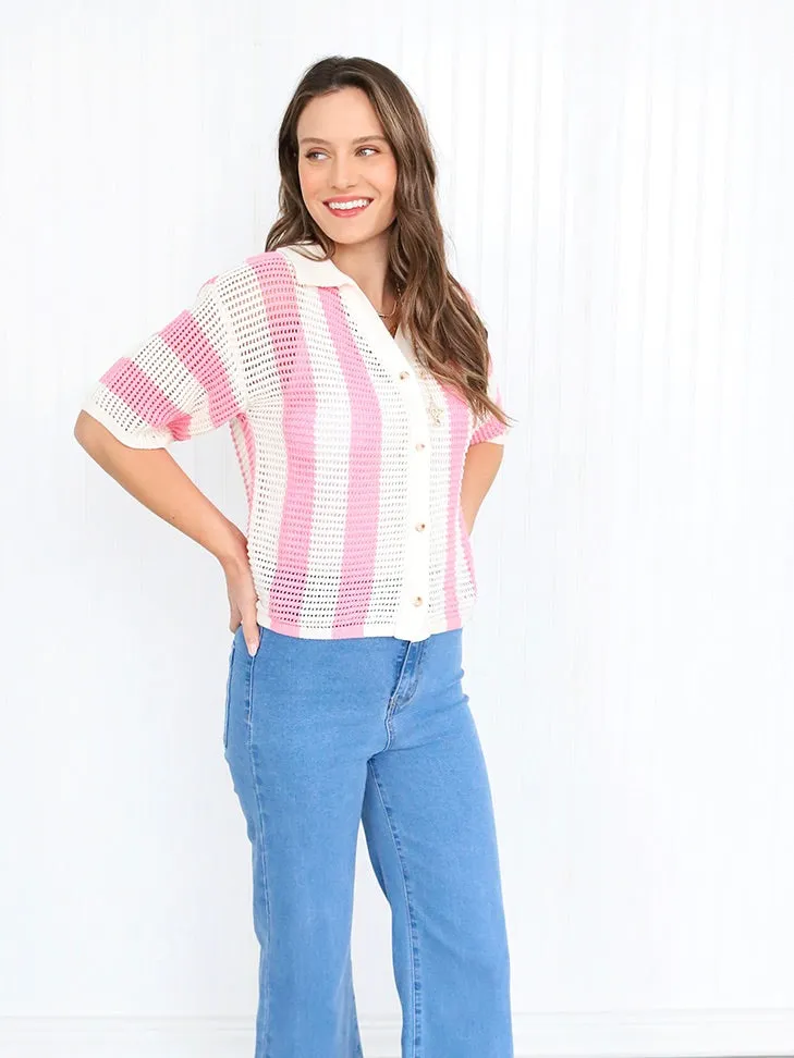 Striped Crochet Knit Top - Lucy Collection