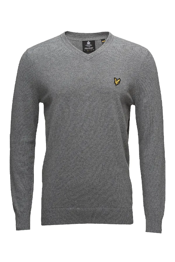 Merino V-Neck Knit in Grey by Lyle & Scott