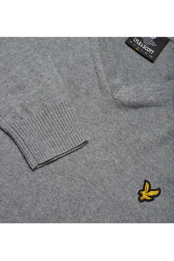 Merino V-Neck Knit in Grey by Lyle & Scott