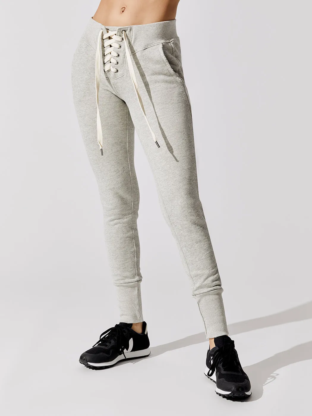 Maddox Lace Front Slim Joggers - Aged Heather Grey