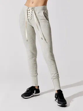 Maddox Lace Front Slim Joggers - Aged Heather Grey