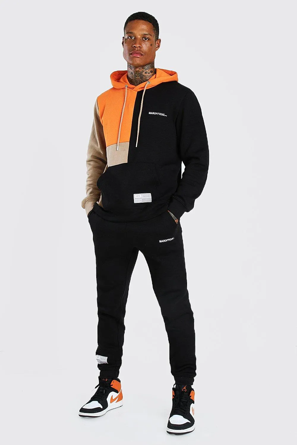 MAN Colour Block Hooded Tracksuit | boohooMAN UK