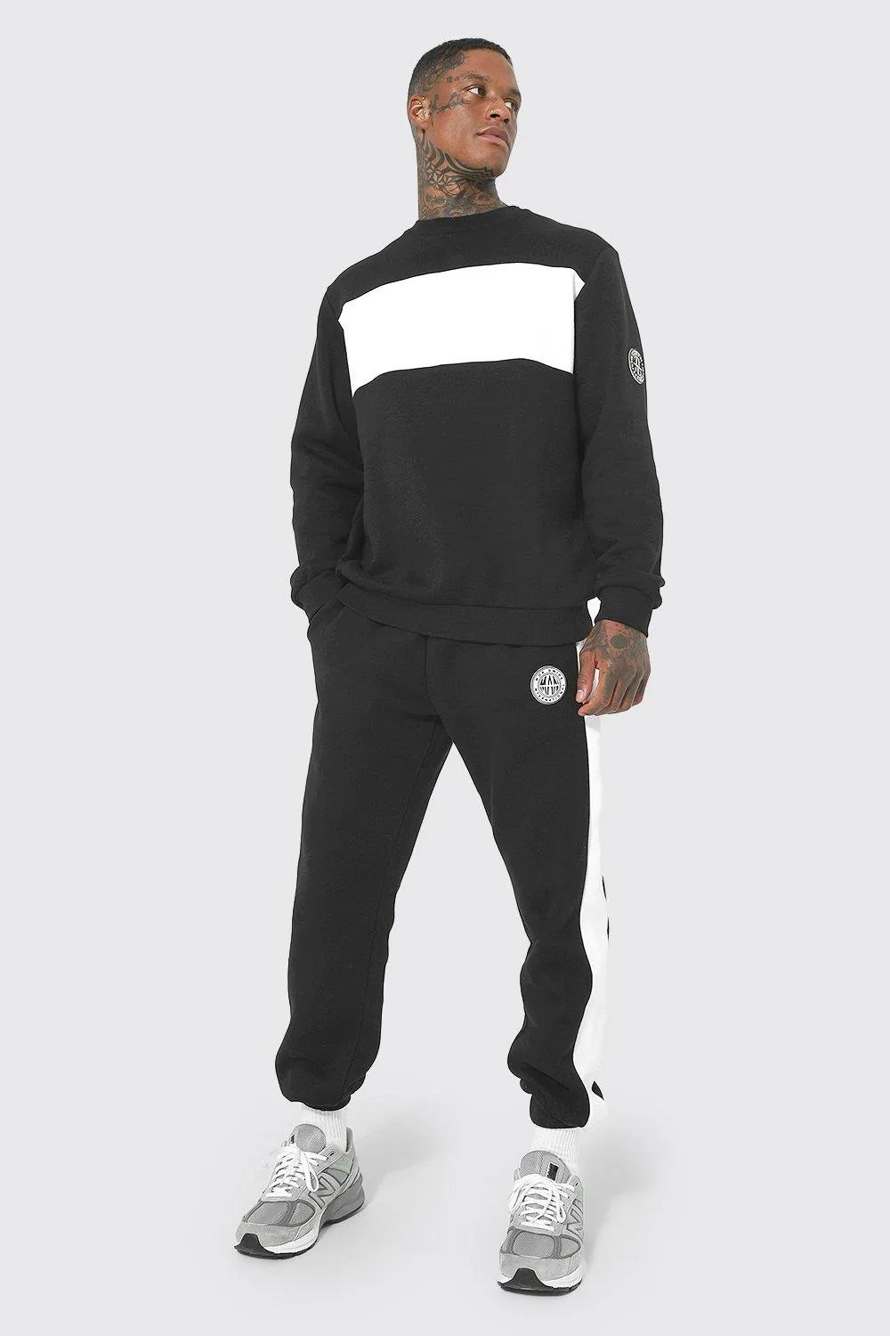 Man Colour Block Sweatshirt Tracksuit | boohooMAN UK