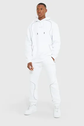 Man Hooded Tracksuit With Reflective Piping