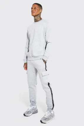 Man Official Tape Cargo Tracksuit | boohooMAN UK