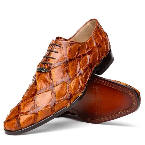 Criss Dress Oxfords in Cognac Pirarucu by Marco Di Milano