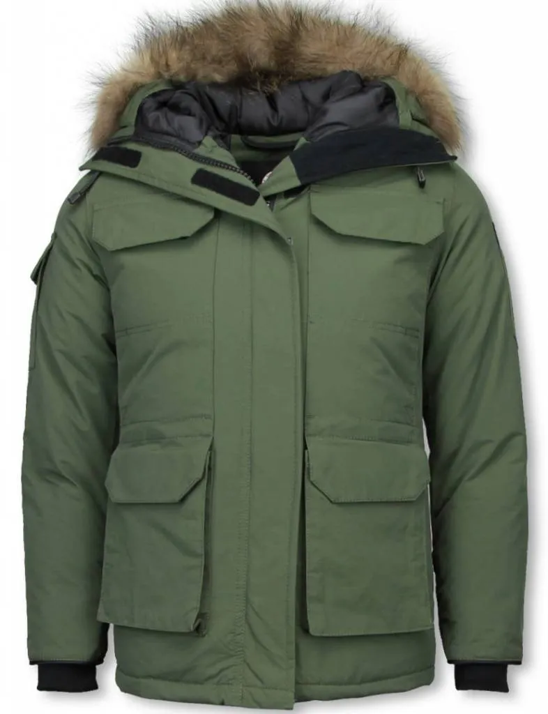 Matogla Expedition Parka - Green Women's Winter Coat - Half Long Fur Collar Coat