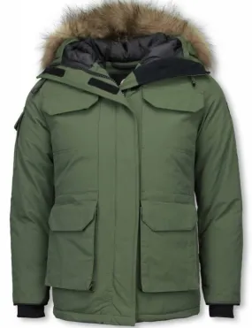 Matogla Expedition Parka - Green Women's Winter Coat - Half Long Fur Collar Coat