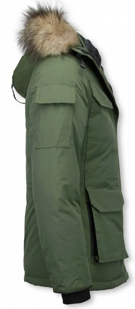 Matogla Expedition Parka - Green Women's Winter Coat - Half Long Fur Collar Coat