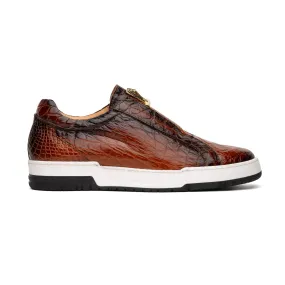 Mauri Regata 8478/2 Men's Shoes Cognac with T.moro Finish Exotic Alligator Casual Slip-On Sneakers (MA5620)