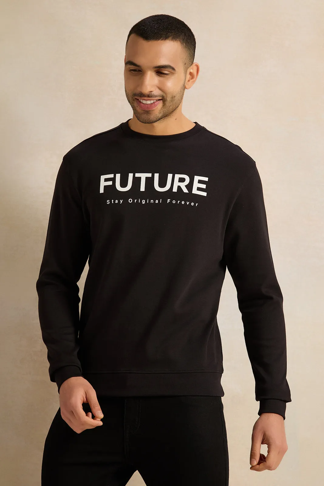 Men Black Lounge Sweatshirt