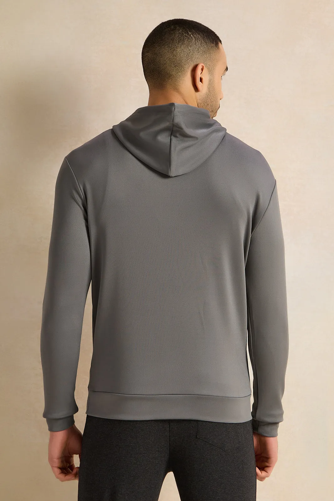 Men Charcoal Hooded Sweatshirt