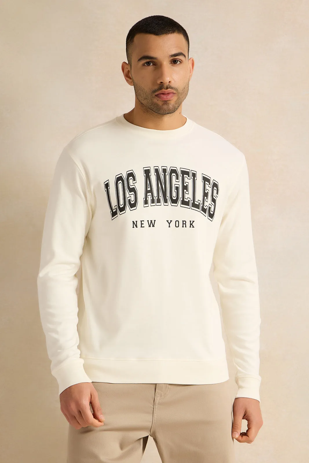 Men Ivory Lounge Sweatshirt