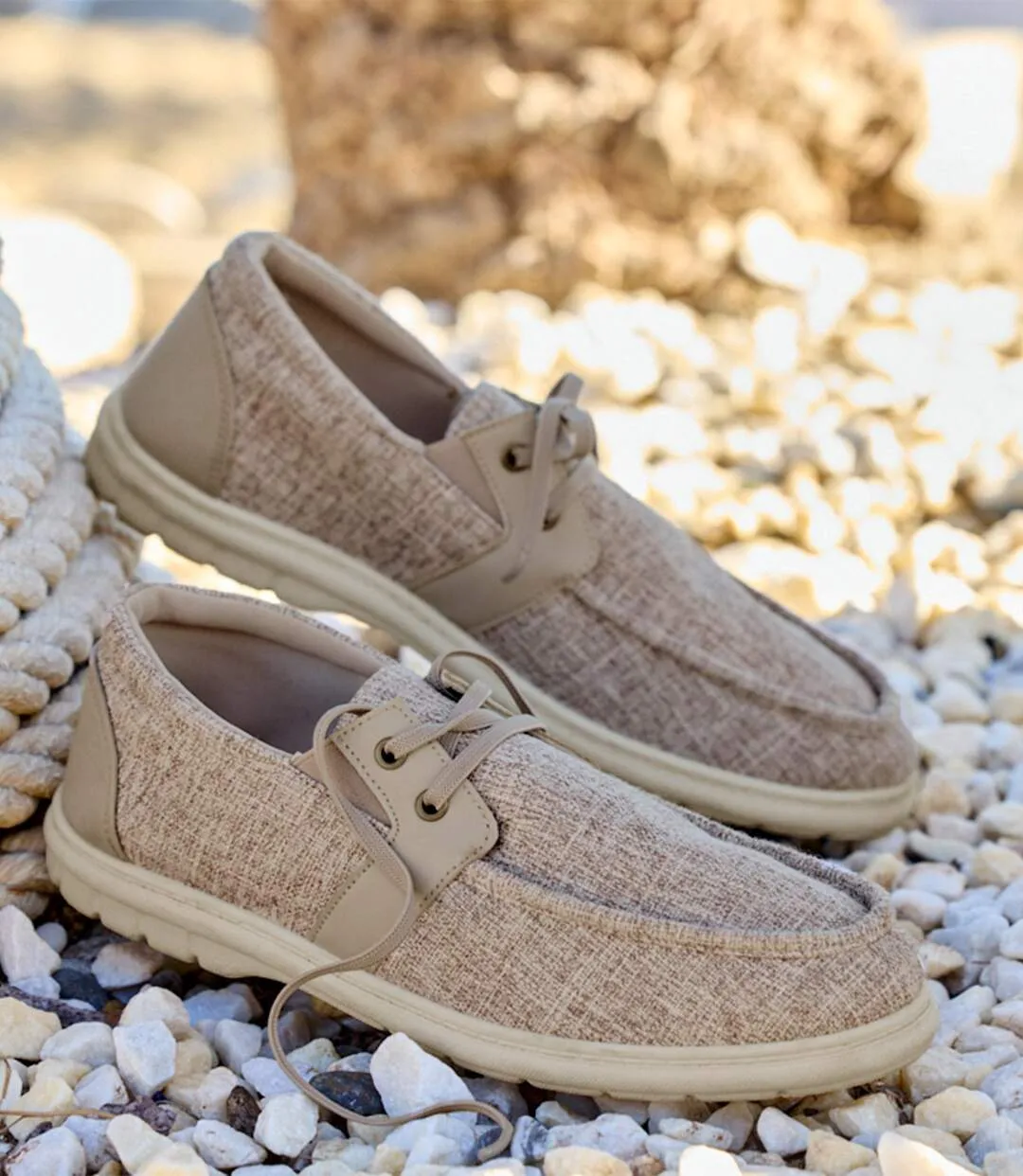 Beige Canvas Moccasins