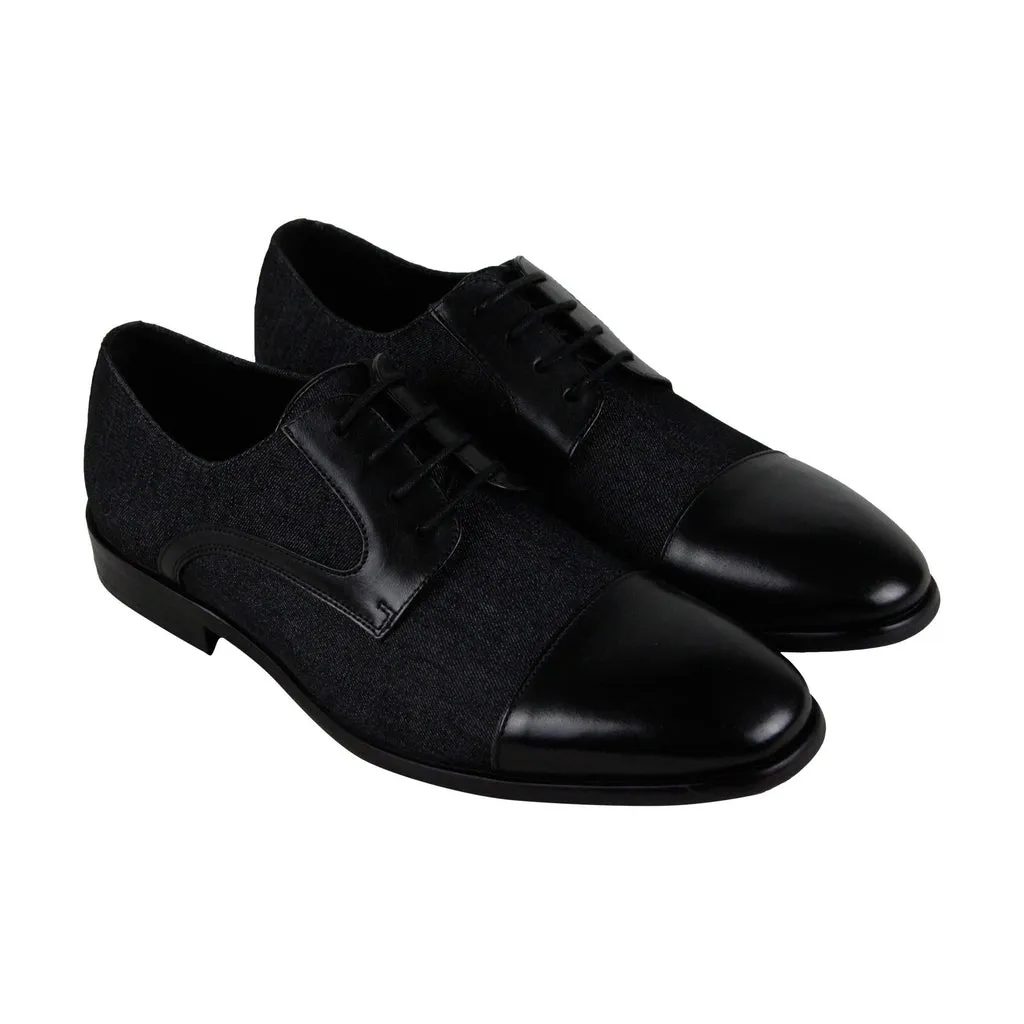 Men's Black Leather Cap Toe Oxfords