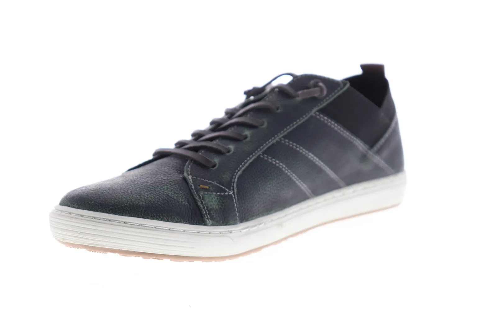 Mens Black Leather Low Top Lace Up Lifestyle Sneakers Shoes - GBX Output 530041