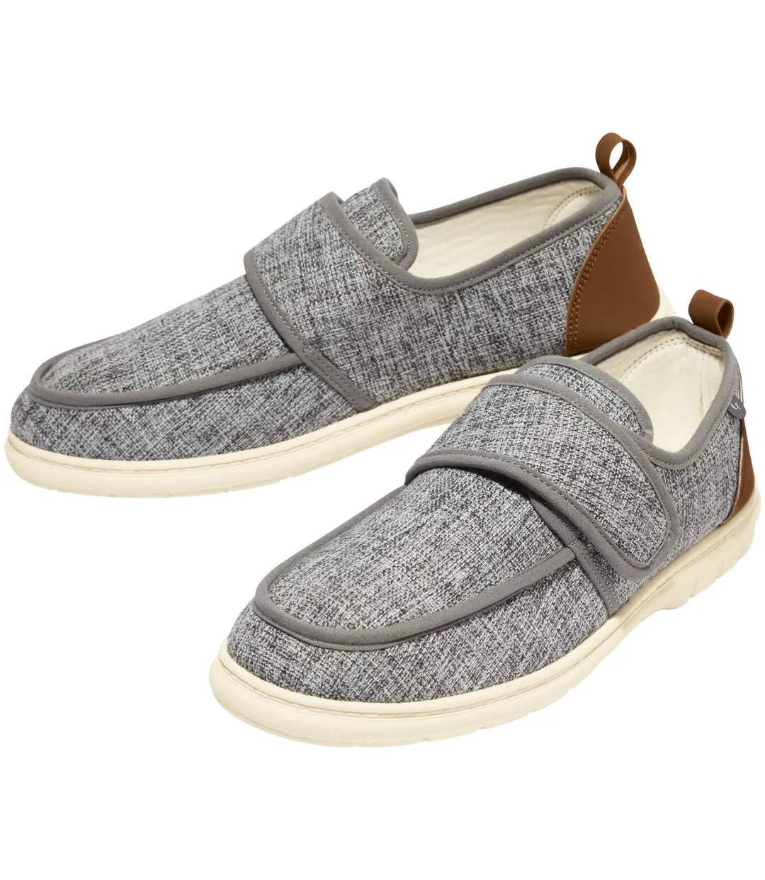 Grey Hook-and-Loop Moccasins