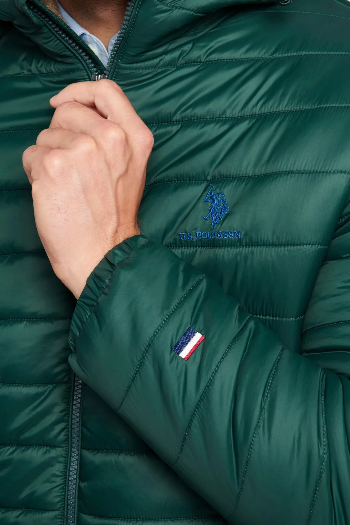 Mens Hooded Quilted Coat in Ponderosa Pine