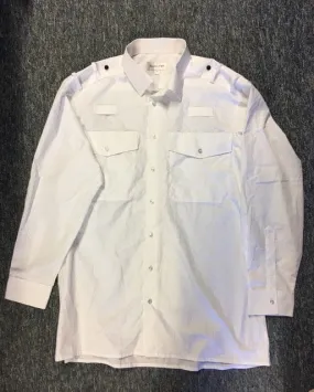 Men's Long Sleeve White Pilot Shirt with Epaulette Loops - Grade A Condition