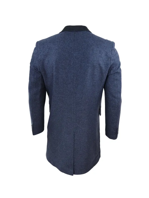 Men’s Navy Blue Long Wool Coat