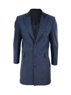 Men’s Navy Blue Long Wool Coat